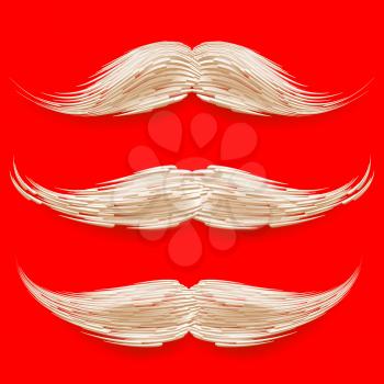 Santa s Mustache Vector. Christmas Realistic White Mustache. Different Types. Isolated