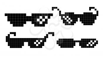 Pixel Glasses Vector. Like A Boss. Thug Lifestyle. For Meme Photos And Pictures. Isolated Illustration