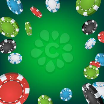 Online Casino Winner Background. Explosion Poker Chips Illustration. Cash Winning Prize Money Concept Illustration