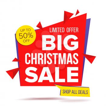 Biggest Christmas Sale Banner Vector. Sale background. Isolated On White Illustration