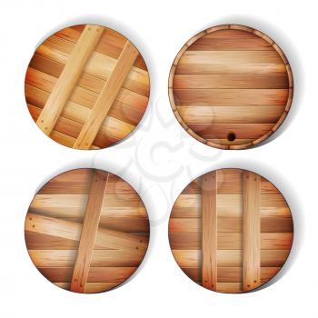 Barrel Wooden Sign Vector. 3d Icon With Shadow