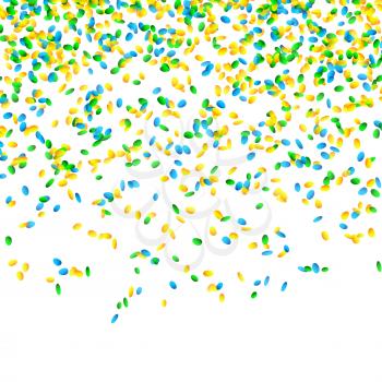 Confetti Falling Vector. Bright Explosion Isolated On White. Background For Birthday, Anniversary, Holiday Decoration.