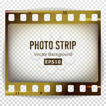 Photo Strip Vector. Realistic Empty Frame Strip Blank. Grunge Template Isolated On White Background.