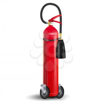 Fire Extinguisher Vector. 3D Realistic Red Fire Extinguisher Sign Isolated Illustration