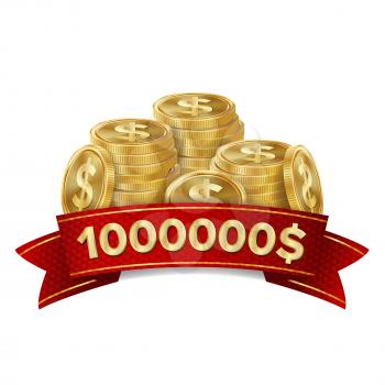 Jackpot Background Vector. Golden Casino Treasure. Winner Concept Illustration. Gold Coins