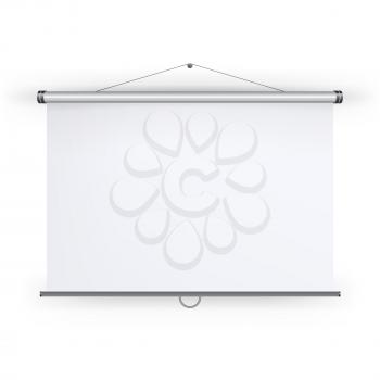 Meeting Projector Screen Vector. Blank White Board To Showcase Your Projects, Presentation Display