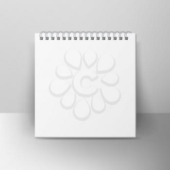 Notebook With Coil Spiral. Vector Spiral Notepad. Clean Mock Up For Your Design. Vector illustration