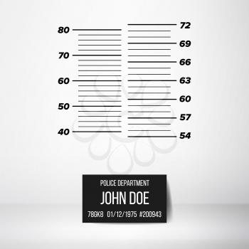 Police Wall Lineup Metrical Imperial. Prison Background Template. Vector