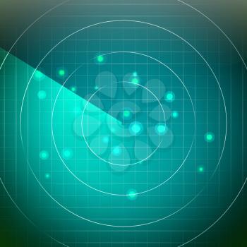 Abstract Radar Vector. Screen Over Square Grid Lines. HUD User Interface Background.