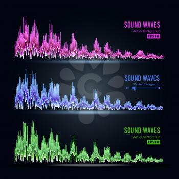 Music Sound Waves Pulse Abstract Vector. Synthesis And Electronic Sound Hearing. Abstract Technology For Creating Tunes