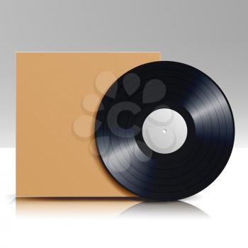 Vinyl Disc. Blank Isolated White Background. Realistic Empty Template Of A Music Record Plate With Blank Cover Envelope. Vector