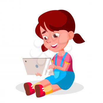 Children s Gadget Dependence Vector. Social Network Modern Problem. Watching Video, Playing Game. Isolated Illustration