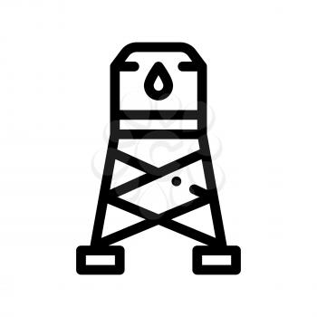 Water Cistern Tower Vector Sign Thin Line Icon. Health Clean Water In Reservoir, Treatment Linear Pictogram. Recycling Environmental Ecosystem Plumbing Industry Monochrome Contour Illustration