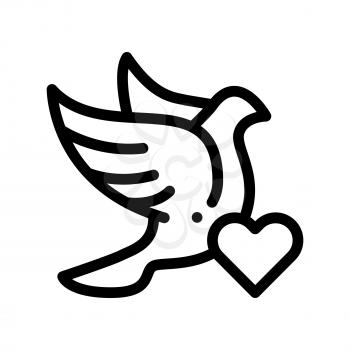 Pigeon And Heart Wedding Thin Line Vector Icon. Love Symbol And Pigeon Bird Element Linear Pictogram. Party Preparation And Marriage Template Monochrome Contour Concept Illustration