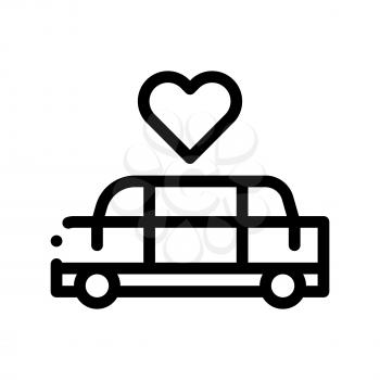 Car Limousine For Wedding Ceremony Vector Icon Thin Line. Limousine For Transportation Married Linear Pictogram. Party Preparation And Marriage Template Monochrome Contour Concept Illustration