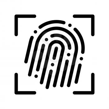 Fingerprint Dactylogram Scanner Vector Sign Icon Thin Line. Artificial Intelligence Biometric Function System Linear Pictogram. Technology Support, Cyborg, Microchip Contour Illustration