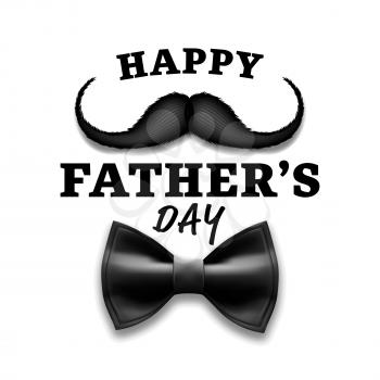 Happy Father s Day. Moustache, Bow Tie. Vintage Style Greeting Card Design. Illustration