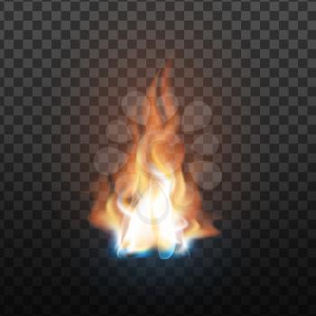 Animation Stage Of Burning Orange Fire Vector. Fiery Heat Overlay Brush And Bonfire Burning Flare Design Decoration Closeup Isolated On Transparency Grid Background. 3d Illustration