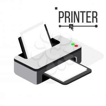Printer Icon Vector. Modern Office Ink, Laser Printer. Isometric Illustration
