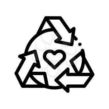 Healthy Organic Cosmetics Vector Thin Line Icon. Heart And Recycle Sign Organic Cosmetics, Natural Ingredient Linear Pictogram. Eco, Cruelty-free Product, Molecular Analysis Contour Illustration
