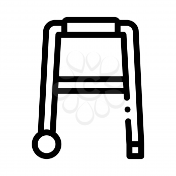 Walker Orthopedic Equipment With Rollers Vector Icon Thin Line. Orthopedic And Trauma Rehabilitation, Belt And Wheelchair Concept Linear Pictogram. Medical Rehab Goods Monochrome Contour Illustration
