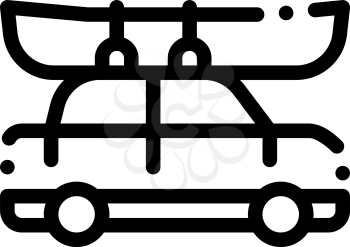 Car Driven Boat Canoeing Icon Vector Thin Line. Contour Illustration