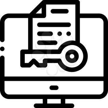 Secret Documents in Computer Icon Vector. Outline Secret Documents in Computer Sign. Isolated Contour Symbol Illustration