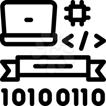 Computer Programming Graduation Icon Vector. Outline Computer Programming Graduation Sign. Isolated Contour Symbol Illustration