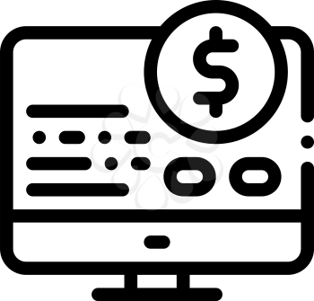 Money Report on Computer Icon Vector. Outline Money Report on Computer Sign. Isolated Contour Symbol Illustration