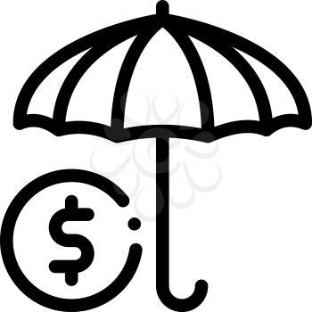 Umbrella with Color Sectors Icon Vector. Outline Umbrella with Color Sectors Sign. Isolated Contour Symbol Illustration