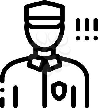 Policeman Control Security Icon Vector. Outline Policeman Control Security Sign. Isolated Contour Symbol Illustration