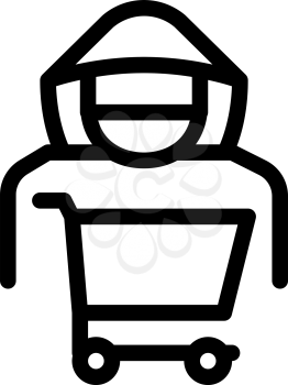 Shopping Cart Thief Icon Vector. Outline Shopping Cart Thief Sign. Isolated Contour Symbol Illustration