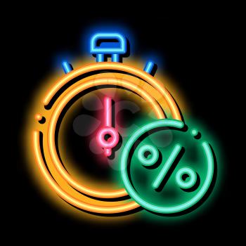 Time is Interest neon light sign vector. Glowing bright icon Time is Interest sign. transparent symbol illustration