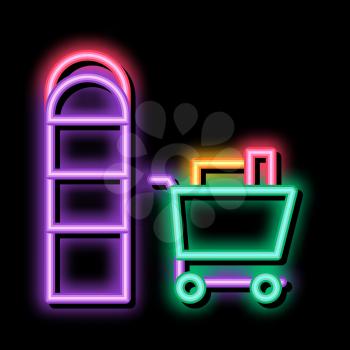 Food Cart near Counters neon light sign vector. Glowing bright icon Food Cart near Counters sign. transparent symbol illustration