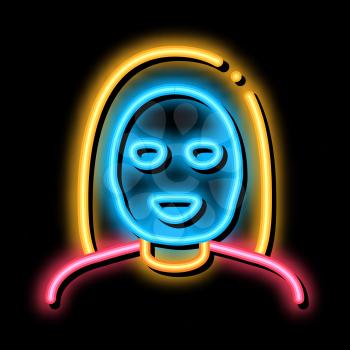 Woman Healthcare Mask neon light sign vector. Glowing bright icon Woman Healthcare Mask sign. transparent symbol illustration