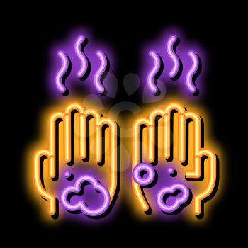 Dirty And Smelly Hands neon light sign vector. Glowing bright icon Dirty And Smelly Hands sign. transparent symbol illustration