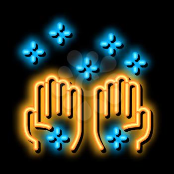 Cleaned Health Hands neon light sign vector. Glowing bright icon Cleaned Health Hands sign. transparent symbol illustration