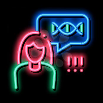 Woman Genetic Molecule neon light sign vector. Glowing bright icon Woman Genetic Molecule sign. transparent symbol illustration