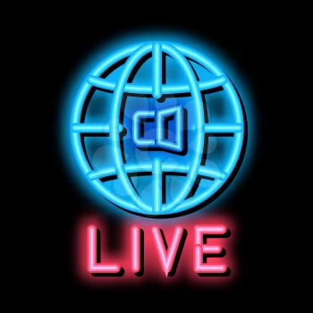 World Wide Live Podcast neon light sign vector. Glowing bright icon World Wide Live Podcast sign. transparent symbol illustration