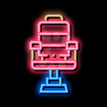 Barber Shop Armchair neon light sign vector. Glowing bright icon Barber Shop Armchair sign. transparent symbol illustration