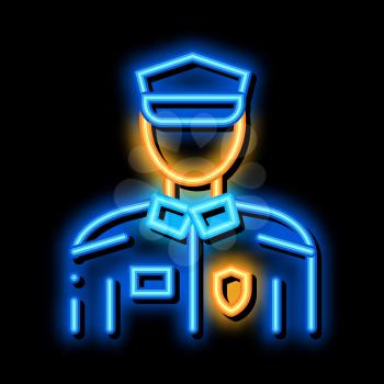Policeman In Police Suit neon light sign vector. Glowing bright icon Policeman In Police Suit sign. transparent symbol illustration