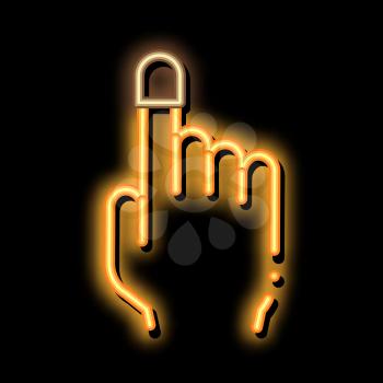 Finger Thimble neon light sign vector. Glowing bright icon Finger Thimble sign. transparent symbol illustration