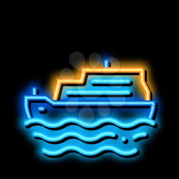 Pleasure Boat neon light sign vector. Glowing bright icon Pleasure Boat sign. transparent symbol illustration