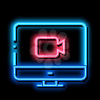 Video On Display neon light sign vector. Glowing bright icon Video On Display sign. transparent symbol illustration