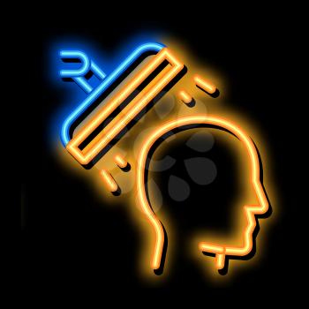 Washing Man Head neon light sign vector. Glowing bright icon Washing Man Head sign. transparent symbol illustration