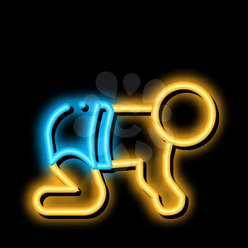 Baby Creeping neon light sign vector. Glowing bright icon Baby Creeping sign. transparent symbol illustration