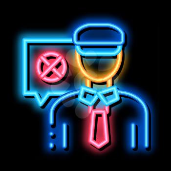 Policeman Denial neon light sign vector. Glowing bright icon Policeman Denial sign. transparent symbol illustration