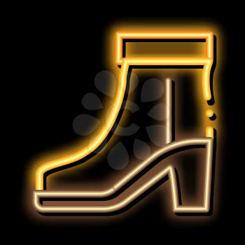 Boot Shoe neon light sign vector. Glowing bright icon Boot Shoe sign. transparent symbol illustration