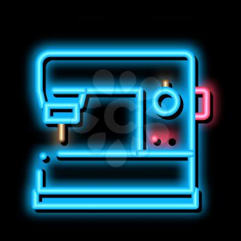 Sewing Machine neon light sign vector. Glowing bright icon Sewing Machine sign. transparent symbol illustration