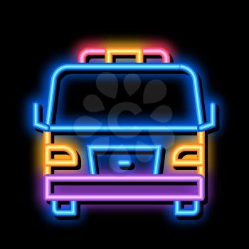 Tow Car Truck neon light sign vector. Glowing bright icon Tow Car Truck sign. transparent symbol illustration